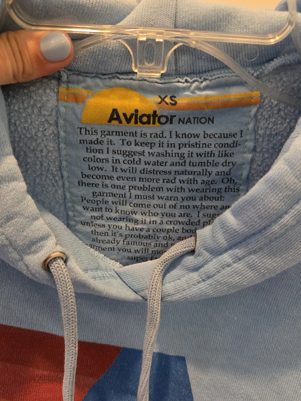 Aviator Nation Women's Light Blue Pullover Hoodie - Picture 3 of 4